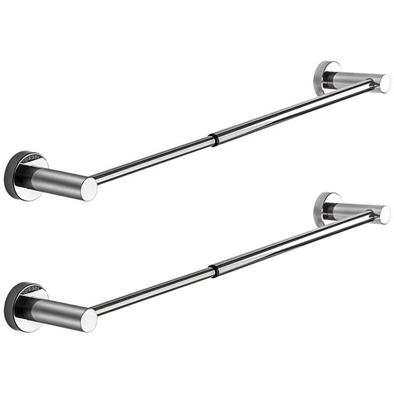 

2Pcs Towel Rack 15.2 To 27.8 Inches Polished Chrome Towel Bars For Bathroom , Adjustable Towel Holder Retractable Rack