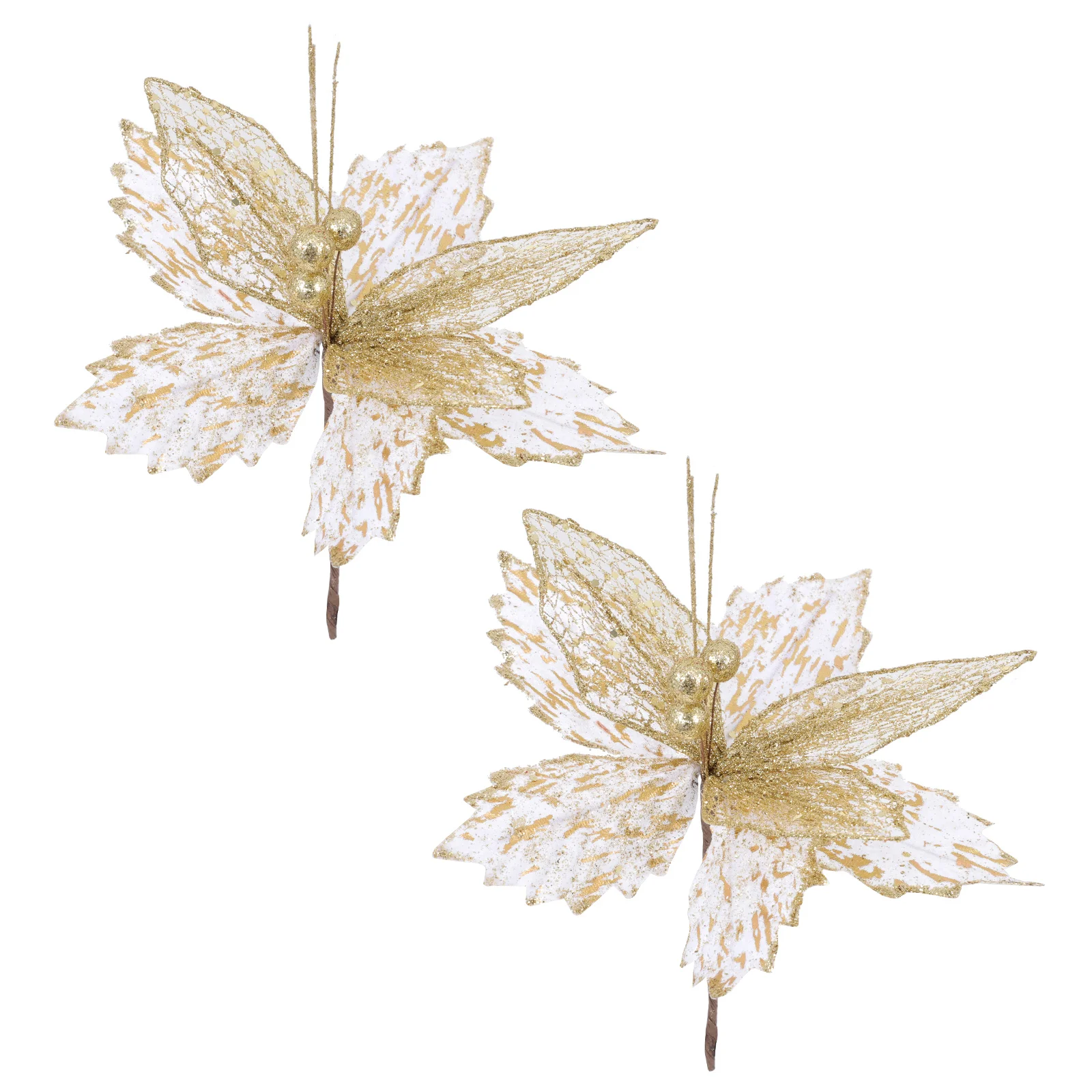 

Flower Pickstree Ornaments Christmas Poinsettia Stems Holiday Wreath Vase Fillers Table Centerpiece Glitter Garland