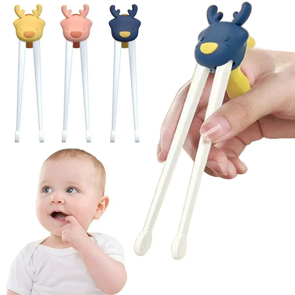 

ABS Learning Chopsticks Cute Tableware Eating Helper Training Chopsticks Pink/Blue/Yellow Elk Beginner Chopstick Kids