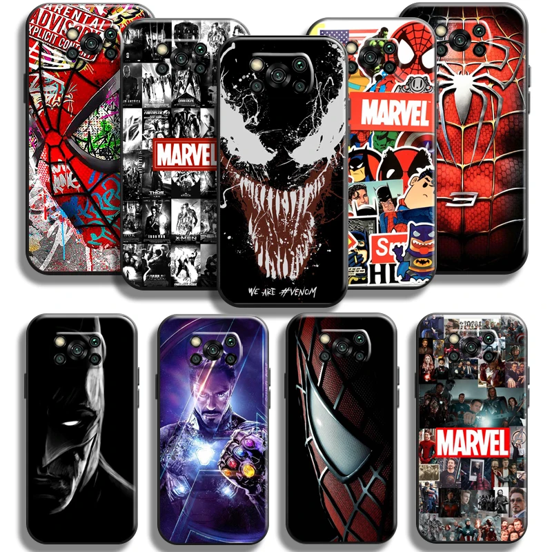 

Marvel Avengers For Xiaomi Poco X3 Pro NFC Poco X3 GT Phone Case Coque Carcasa Liquid Silicon Soft Back Black