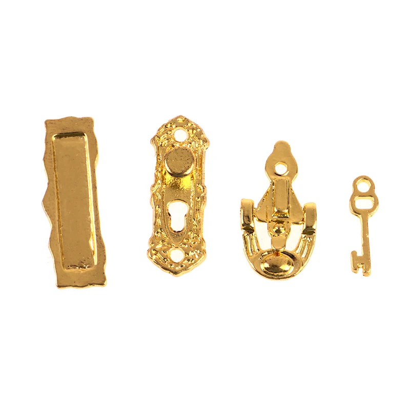 

4Pcs/set 1:12 Dollhouse Hardware Miniature Metal Door Knocker Set Furniture DIY Doll House Accessories