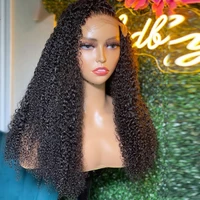 200%density 26inch natural long kinky curly side part lace front wig for women with baby hair natural hairline high temperature