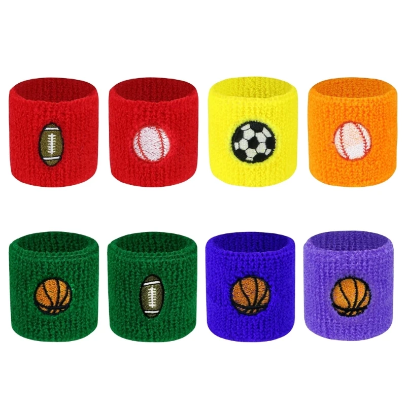 

Kids Sports Wristbands Colorful Wrist Sweatband Children Sweat Bands with Soccer Design Sports Party Favor for Baseball D5QD