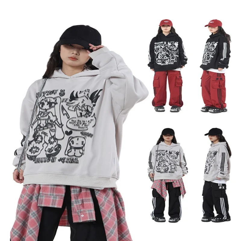 

sutrafashionCross-Border Hip Hop Style Loose Male and Female Anime Distressed Cartoon Hoodie Printed Autumn Sweater Casual Fashi