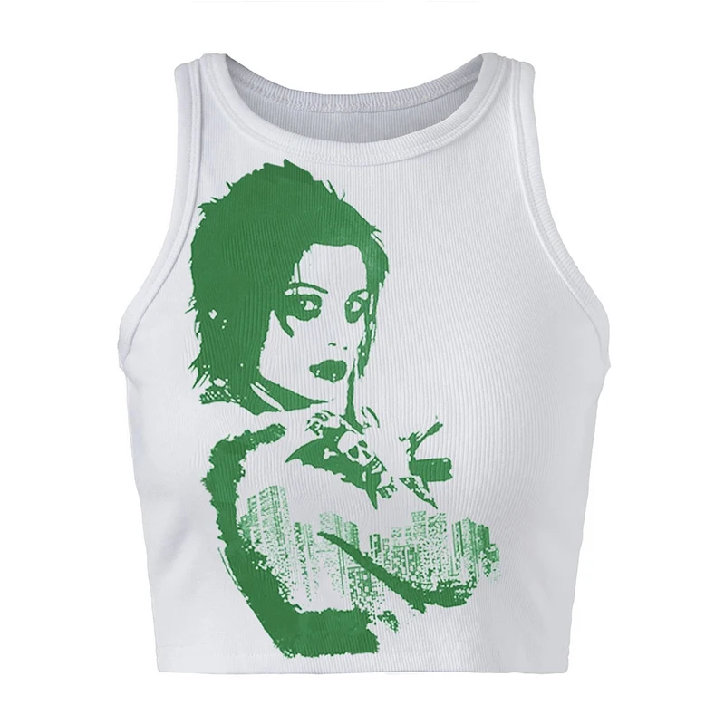 Женский жилет в стиле панк-рок без рукавов с открытыми плечами |