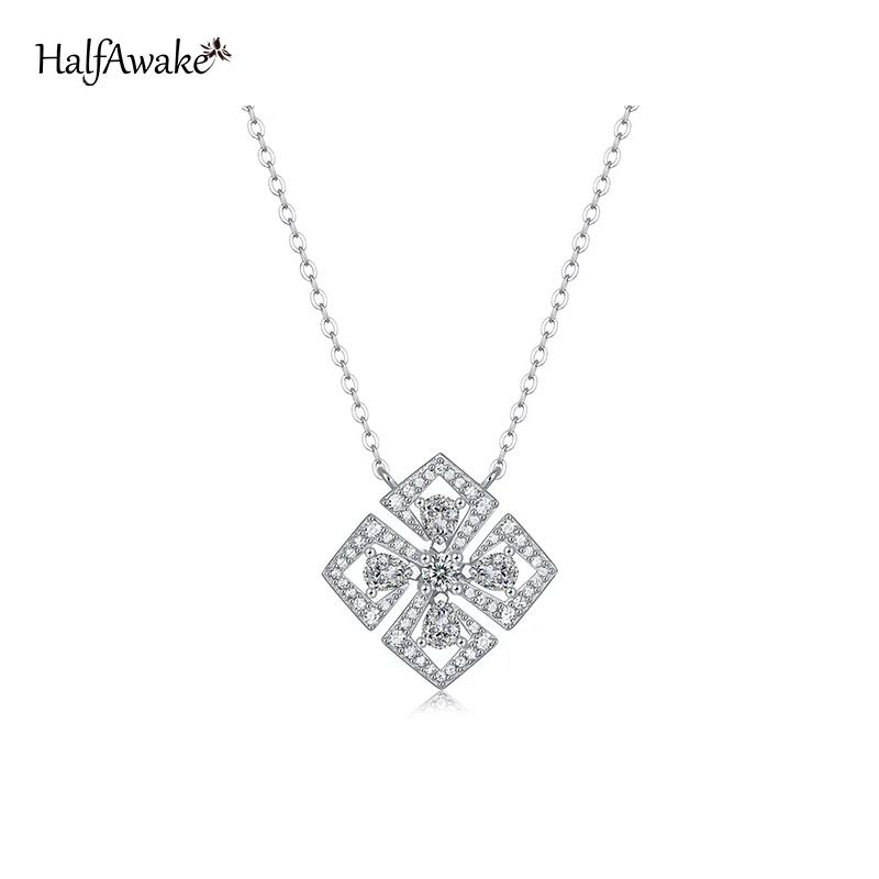 

Korean Version Of Charm Women's S925 Silver Necklace With Moissanite Changjiu Pendant Collarbone Chain Fashion Jewelry Irregular