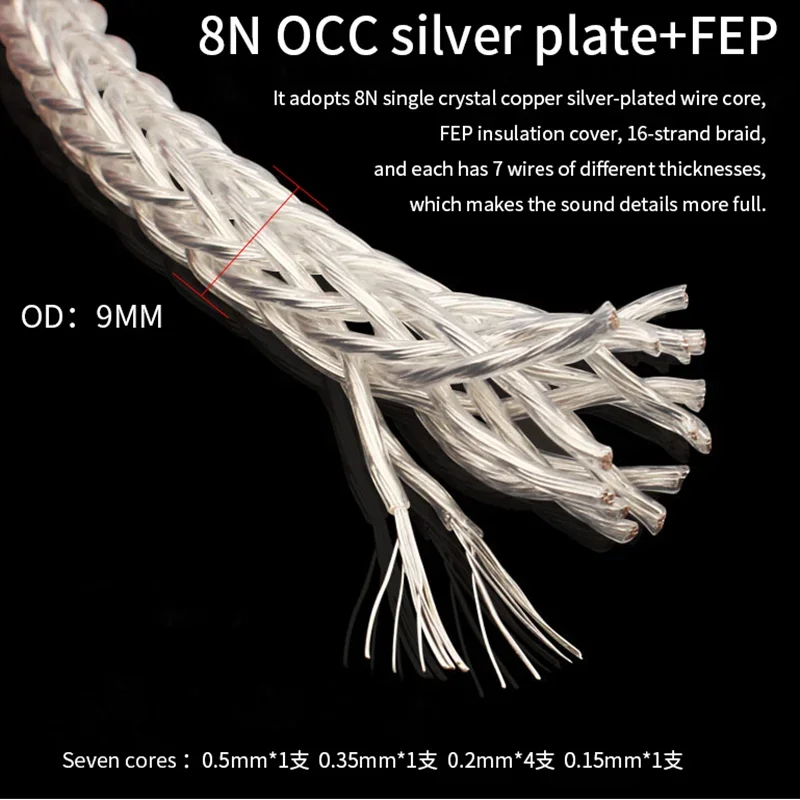 8AG HiFi аудио шнур питания с посеребренной медью OCC C13 IEC Кабель переменного тока