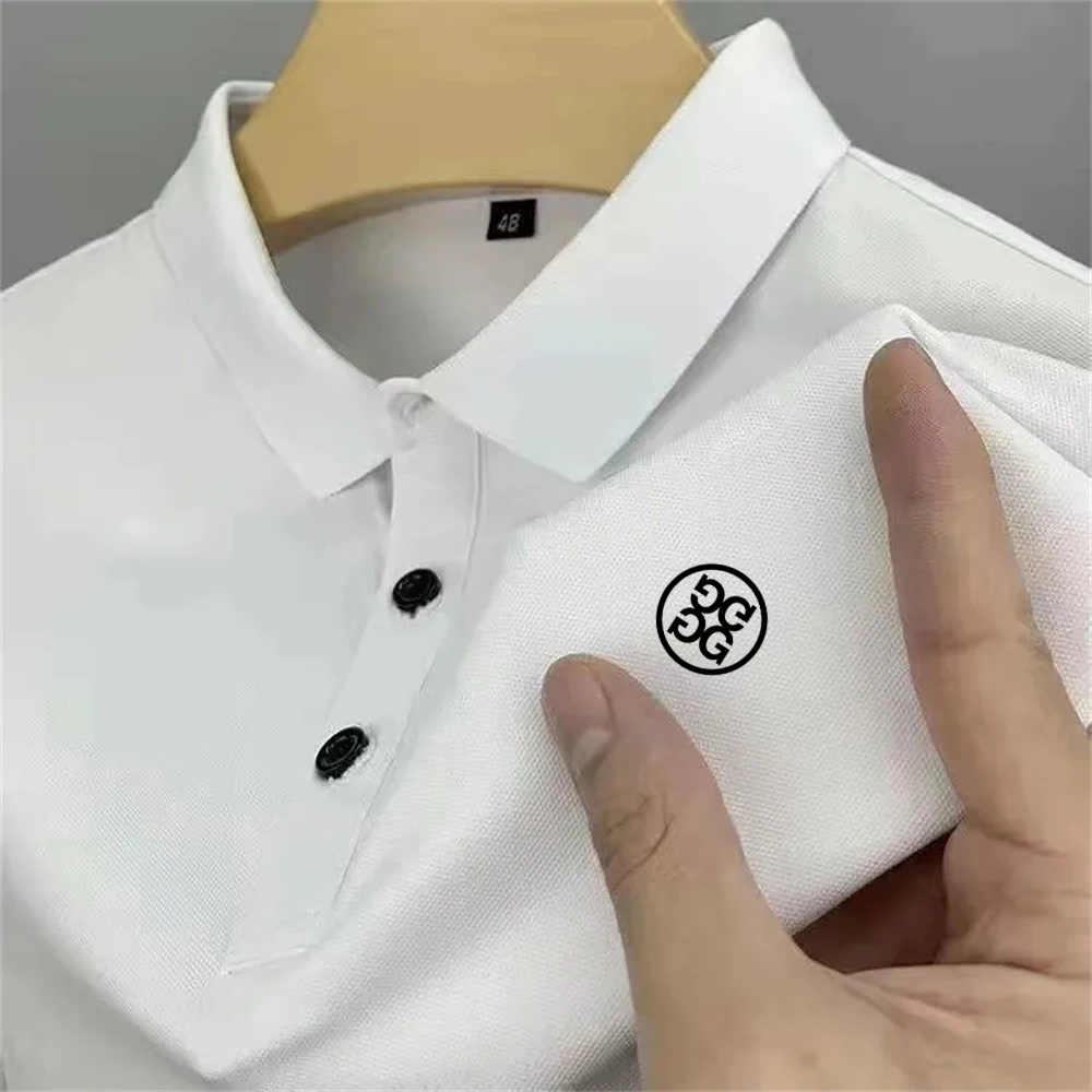 Embroidered logo 2023 summer men's golf T-shirt sports short sleeved lapel fashion polo T-shirt casual business men's golf shirt