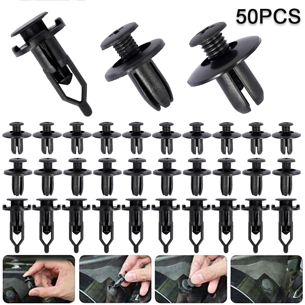 

50pcs Auto Fastener Clip 6mm 8mm 9mm Car Retainer Kit Door Trim Panel Clips Plastic Fastener Screw Rivet Clips Car Accessories