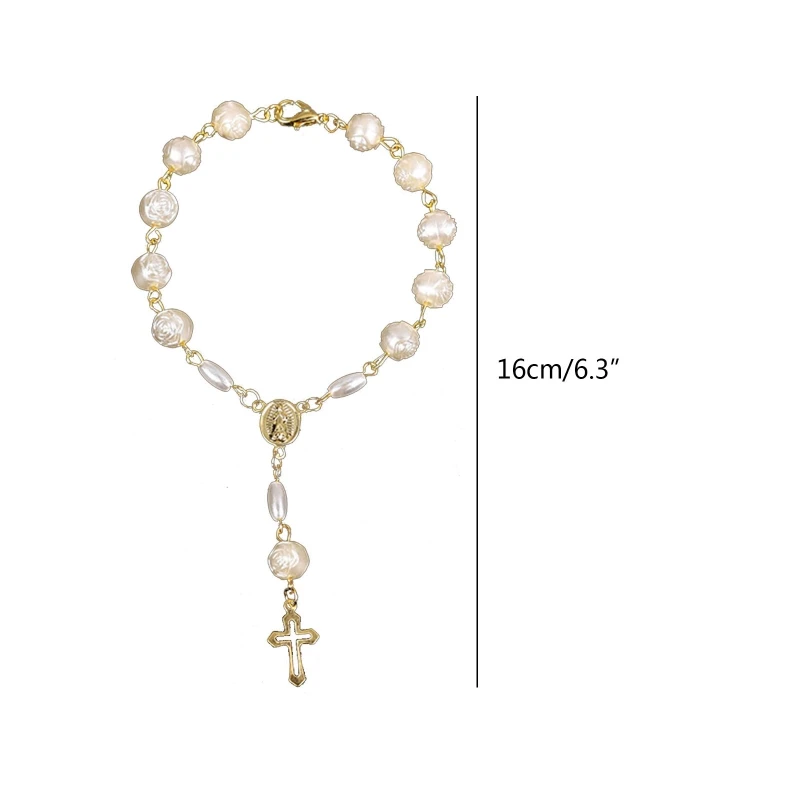 Браслеты с крестом из католических религиозных бусин центральный элемент