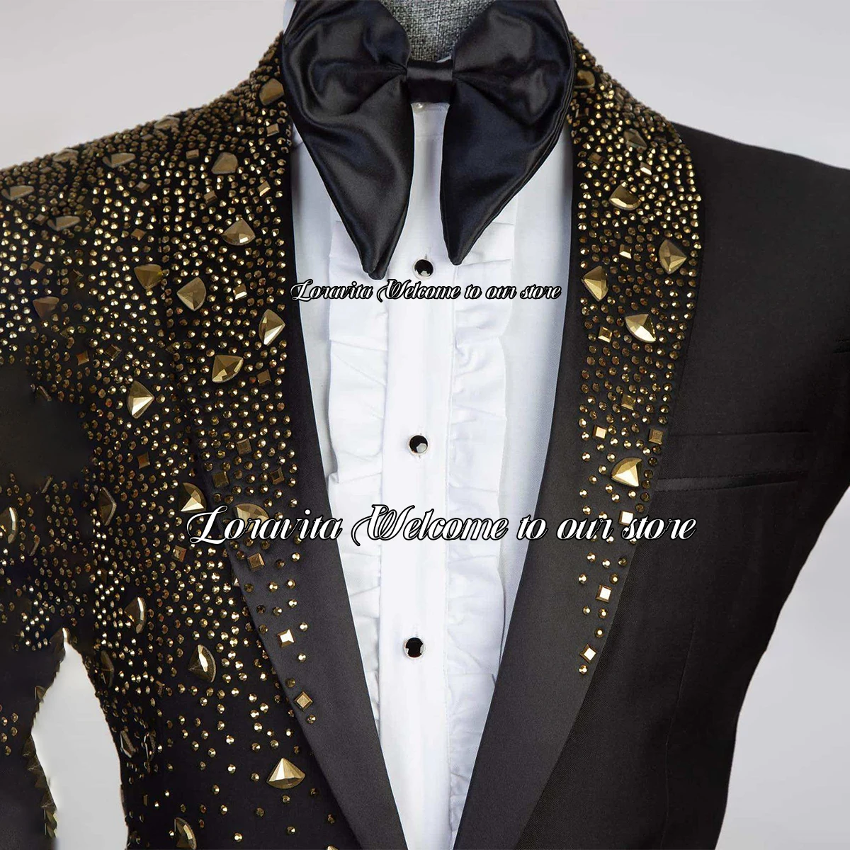 Металлические украшения мужские костюмы шаль с лацканами комплекты из 2