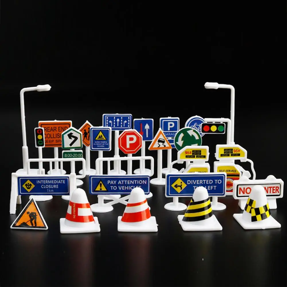 

56Pcs/Set Road Sign Model Functional Children Road Sign Toy Plastic Road Sign Toy
