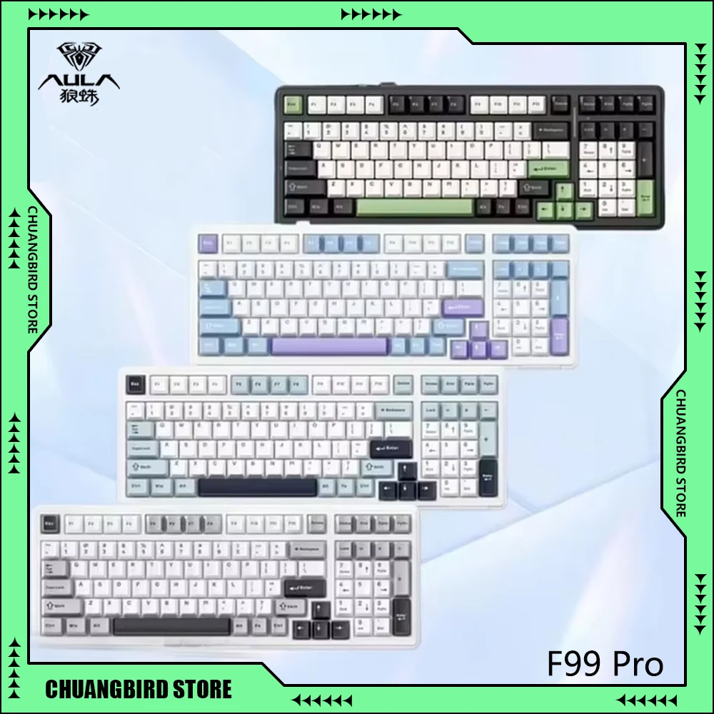 AULA F99/F99 Pro Dark Kingdom 98-клавишные механические клавиатуры RGB с горячей заменой