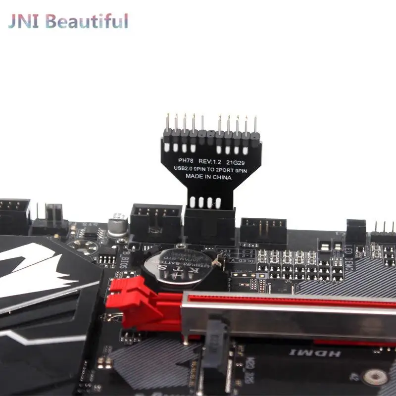 

Адаптер кабеля USB 2,0 с 1 на 2 портами и 9-контактным разъемом для материнской платы