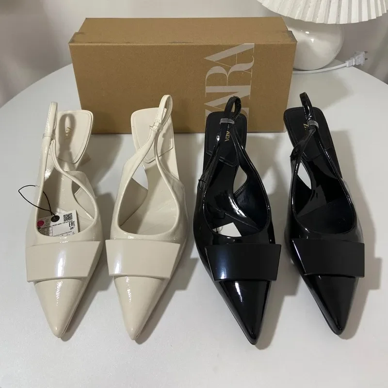 Белые Лакированные кожаные туфли-лодочки на шпильках лаконичные женские туфли с