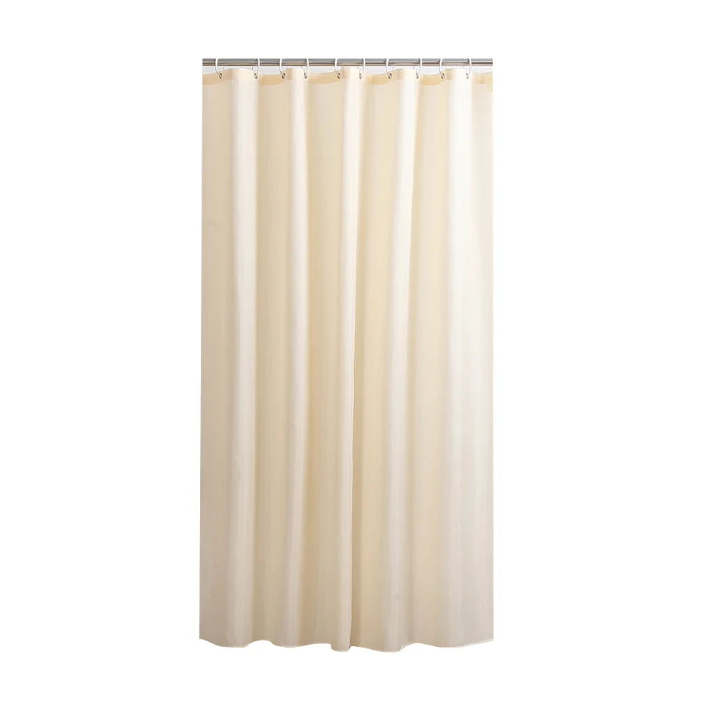 

180*180cm Polyester Material Shower Curtain Simple Waterproof Shower Curtain Solid Color Bathroom Curtain with 12 Plastic Hooks