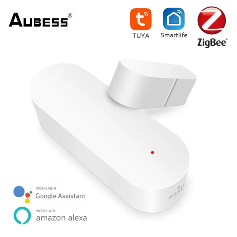

Датчик обнаружения двери и окон Aubess ZigBee Tuya Smart Life, магнитный детектор открывания/закрытия дверей, работает с Alexa Google Assistant