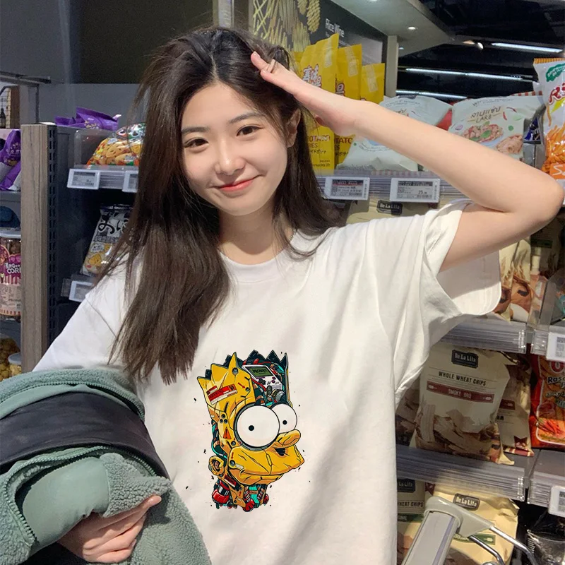 

The Simpsons T-shirt Women Men Anime Tee Shirts Kawaii Cartoons Casual Clothes Fashion Cotton Unisex Streetwear Harajuku Tops