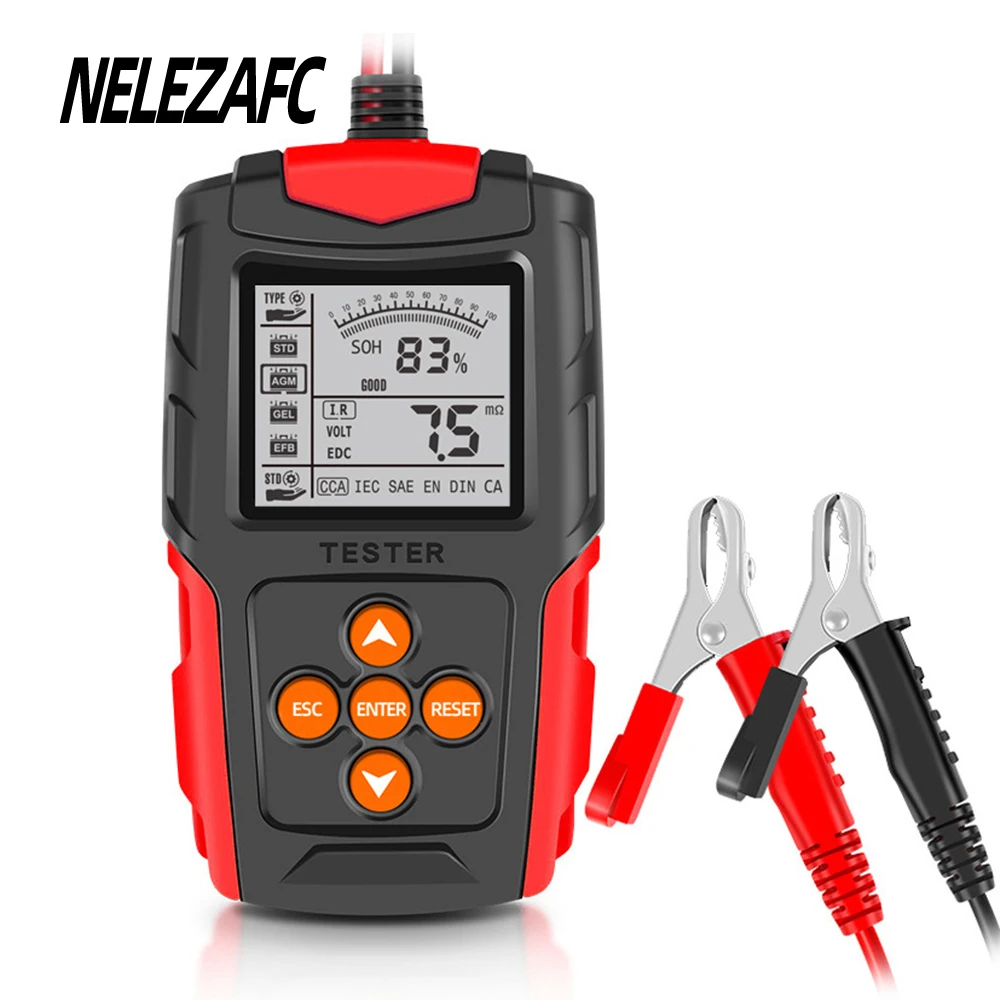 

Тестер автомобильной батареи 12 В/24 В, анализатор VRLA GEL AGM, автомобильная вилка быстрой нагрузки, диагностические инструменты для мотоцикла, грузовика