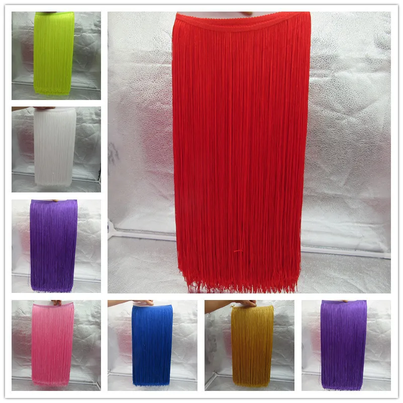 

wholesale 5 Meters 50cm Long Fringe Lace Tassel Polyester Lace Trim Ribbon Sew Latin Dress Stage Garment Curtain DIY Accessories