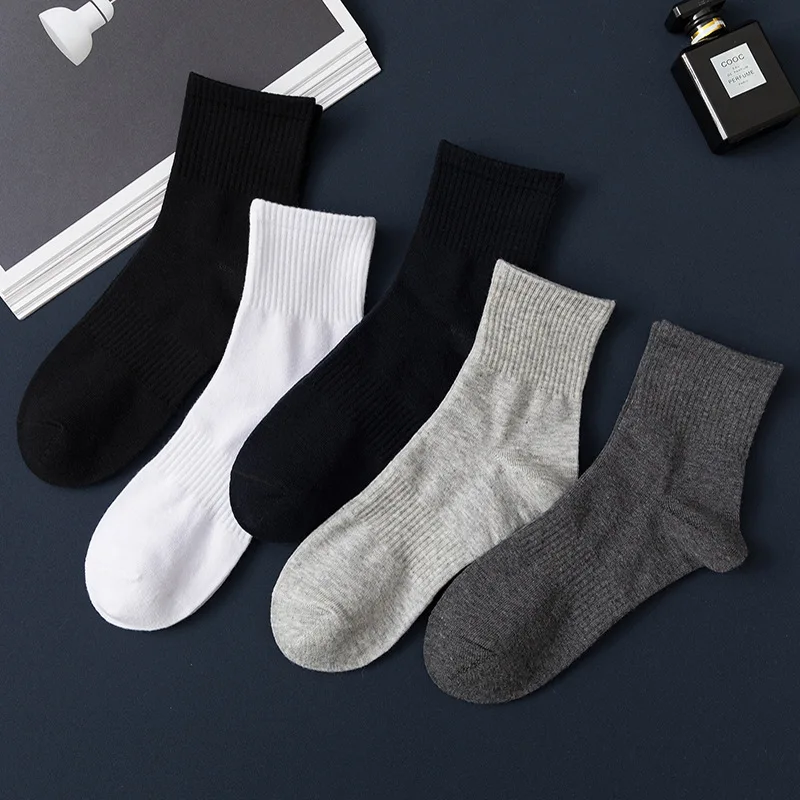 5PCS  Pure cotton men's socks in antibacterial and deodorant sports