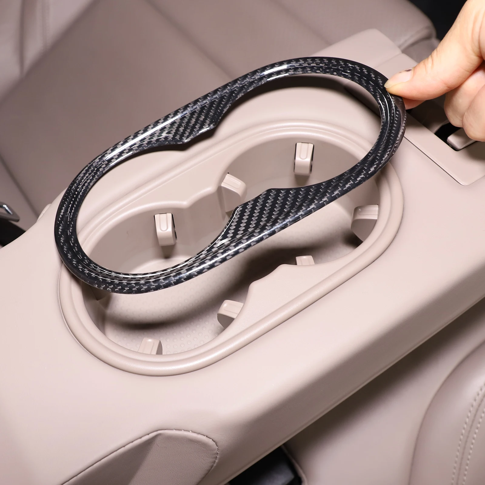 For Porsche Taycan 2019 2020 2021 2022 Real Carbon Fiber Car Rear Armrest Cup Holder Frame cover Trim interior Car Accessories