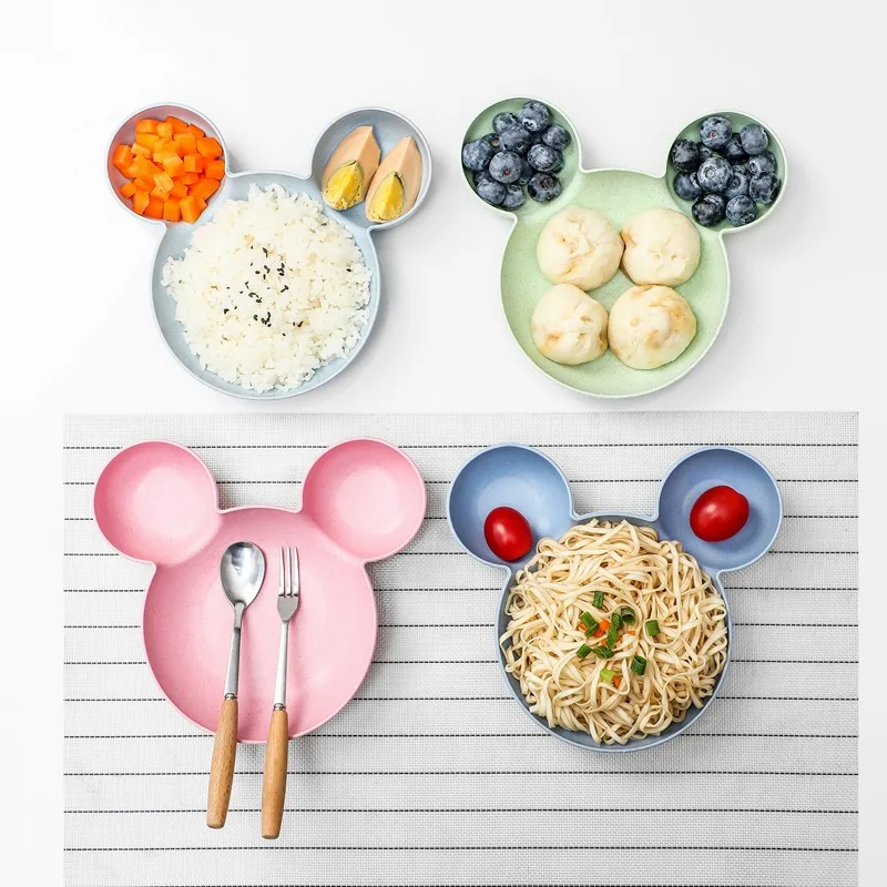 

Wheat Straw Baby Dinner Bowl Divided Children's Plate Cute Creative Household Dinnerware Baby Plate Breakfast Dinner Plate Bowl