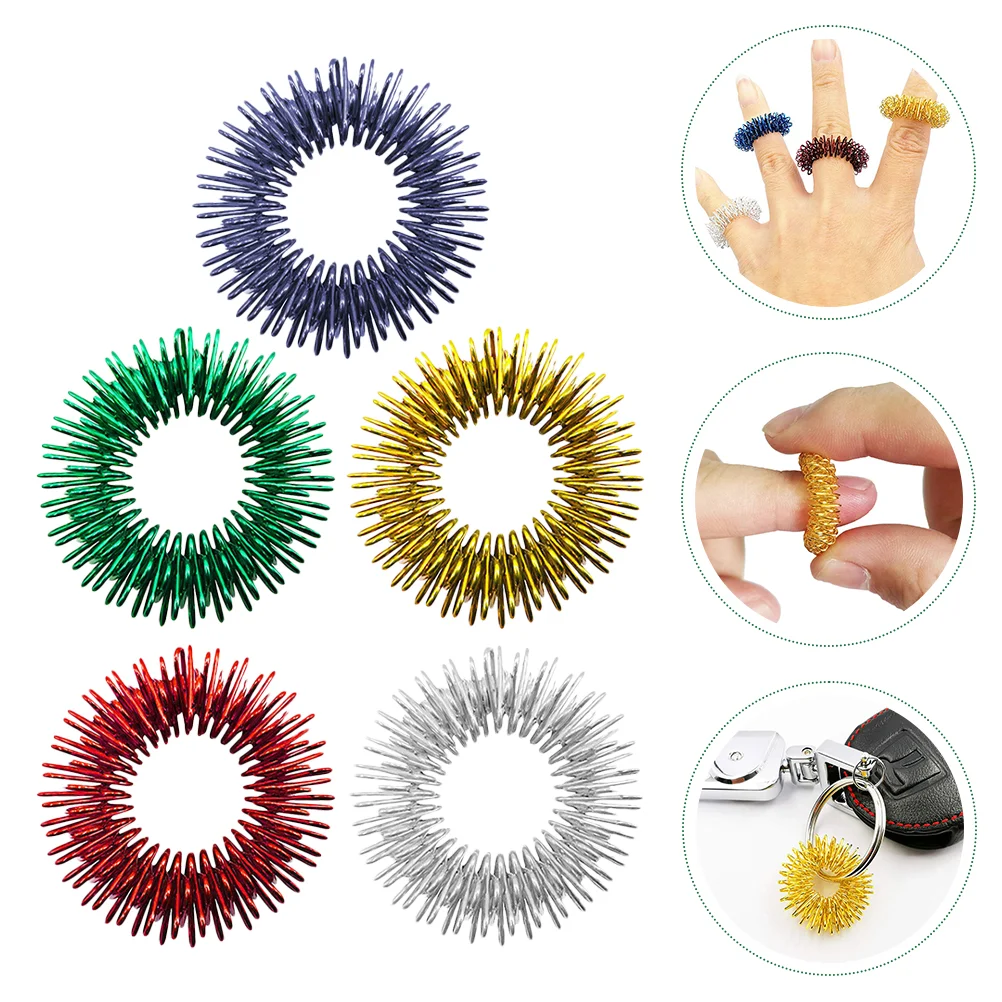 

5pcs Rings Acupressure Finger Rings Finger Rings Finger Rings Sensory Finger Circles for Travel Kids Adult