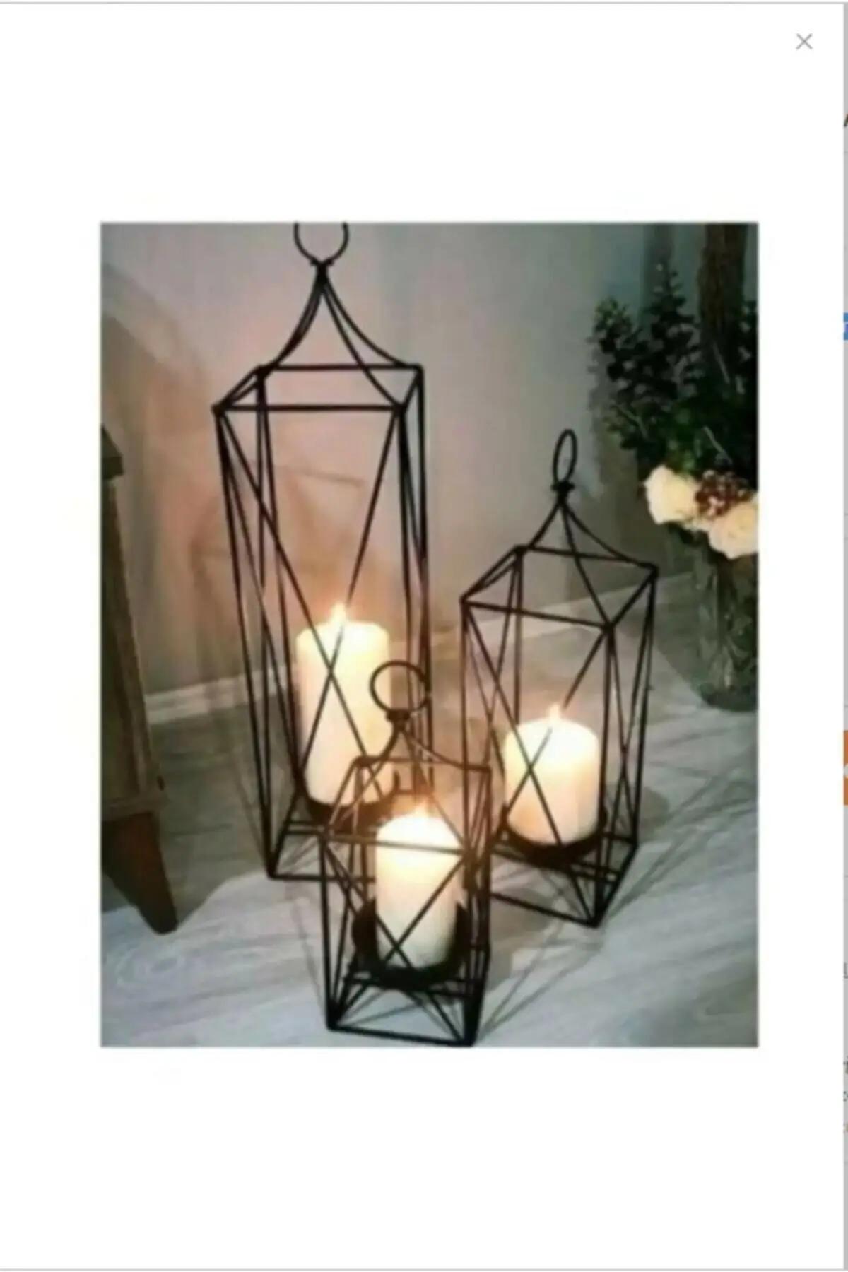 

Laisy Decorative Set of 3 wroght Iron Cage Lantern Candle Holders: Length:-42-32 Width:-14-17