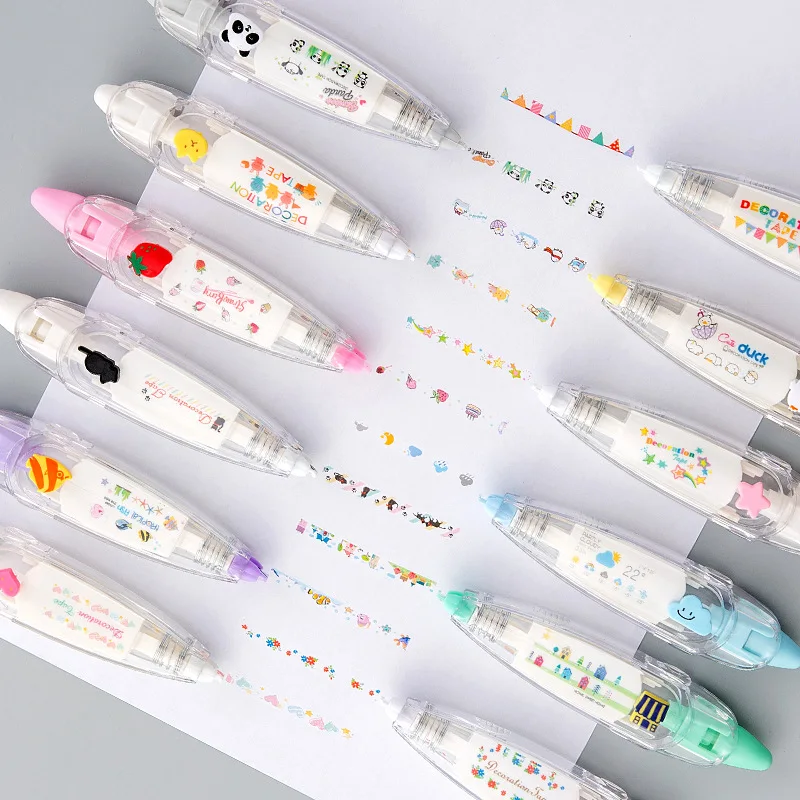 

Baby Drawing Toys Child Creative Correction Tape Sticker Pen Cute Cartoon Book Decorative Kid Novelty Floral Adesivos Label Tape
