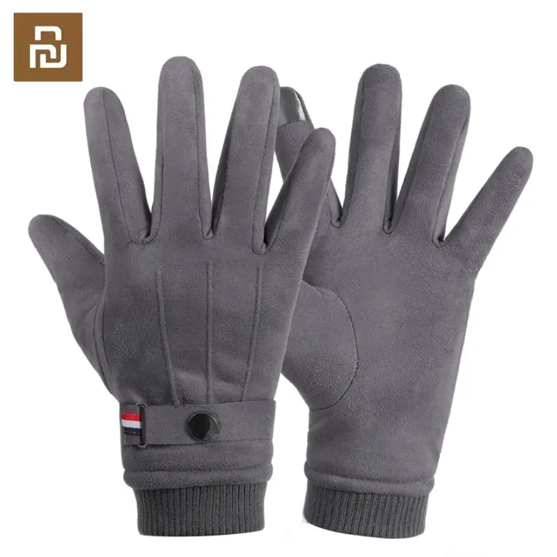 

Youpin Winter Suede Men's Gloves Keep Warm Windproof Driving Mittens Touch Screen Thick Cashmere Anti Slip Outdoor Male Gloves