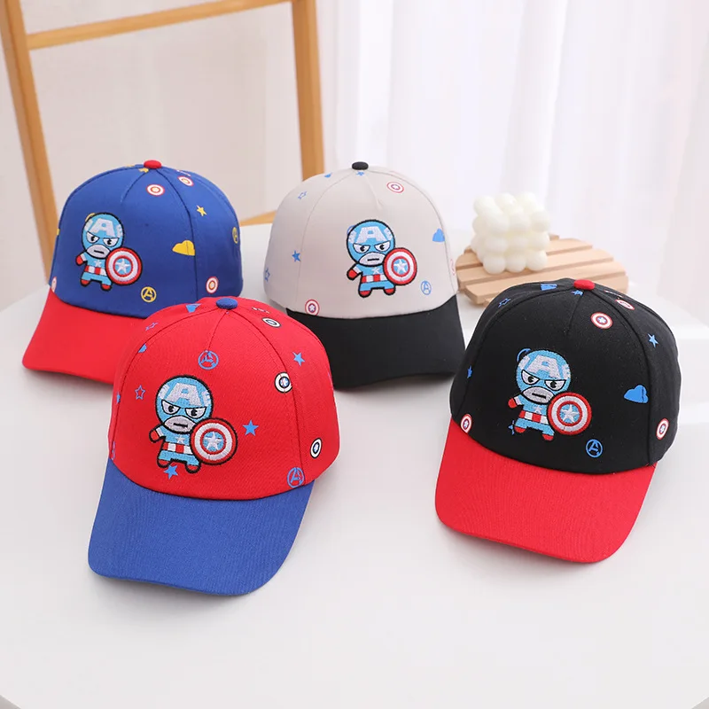 

Marvel Kids Kawaii Sun Hats Wholesale Spiderman Beach Hat Summer Boys Peaked Cap Cartoon Embroidery Children's Cute Baseball Cap