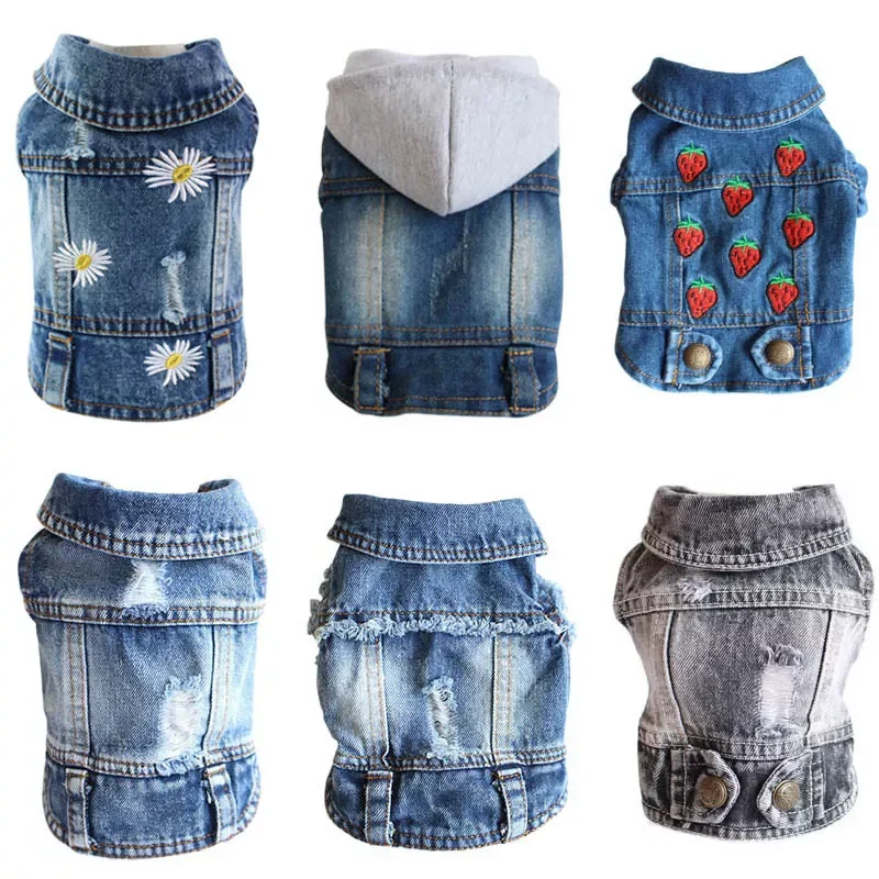 

XS-2XL Denim Dog Clothes Cowboy Pet Dog Coat Puppy Clothing For Small Dogs Jeans Dog Vest Coat Puppy Outfits Cat Clothes
