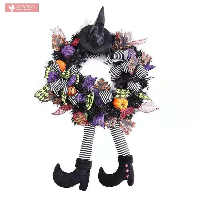 

Забавный венок ведьмы на Хэллоуин с оборками, кружевная юбка, висячая Гирлянда для входной двери, украшение для стен на вечеринку и Хэллоуин...
