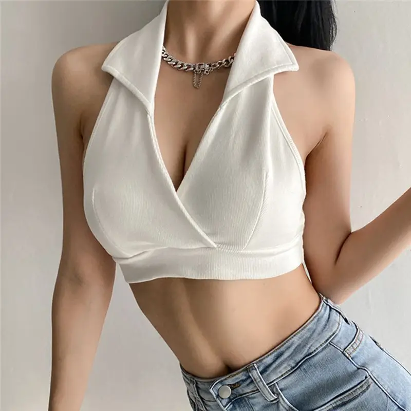 

Топ женский двухслойный с глубоким V-образным вырезом и открытой спиной