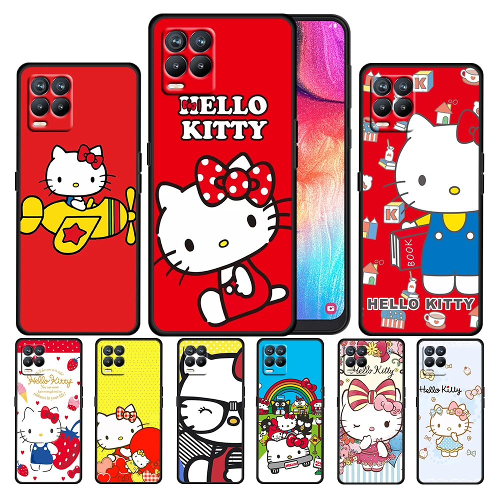 

Cartoon Girl Hello Kitty For OPPO GT Master Find X5 X3 Realme 9 8 6 C3 C21Y Pro Lite A53S A5 A9 2020 Black Phone Case Cover Capa