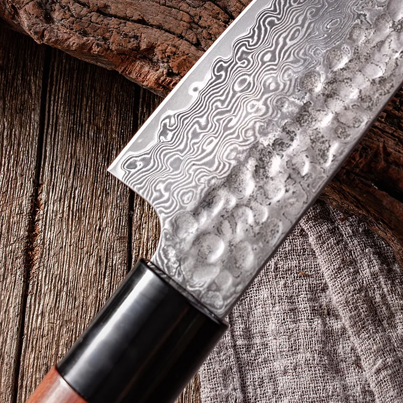 Нож шеф-повара 7 5 дюйма лезвие из дамасской стали деревянная ручка острый