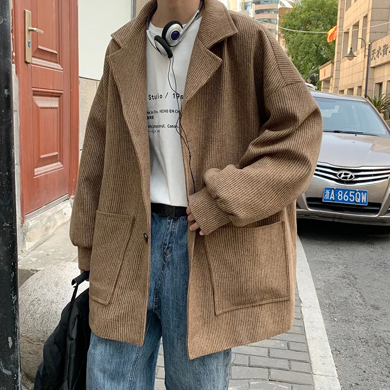 Oversized casual jackets suit spring new couples wear mid-length suits nylon coats men's single-breasted loose coats trendy