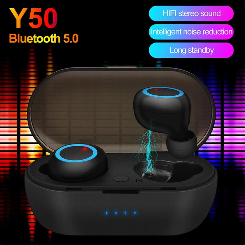 

Y50 Tws Bluetooth Wireless Headphones Stereo Sports Ergonomic Design Headset Earbuds With Charging Case For Smartphone