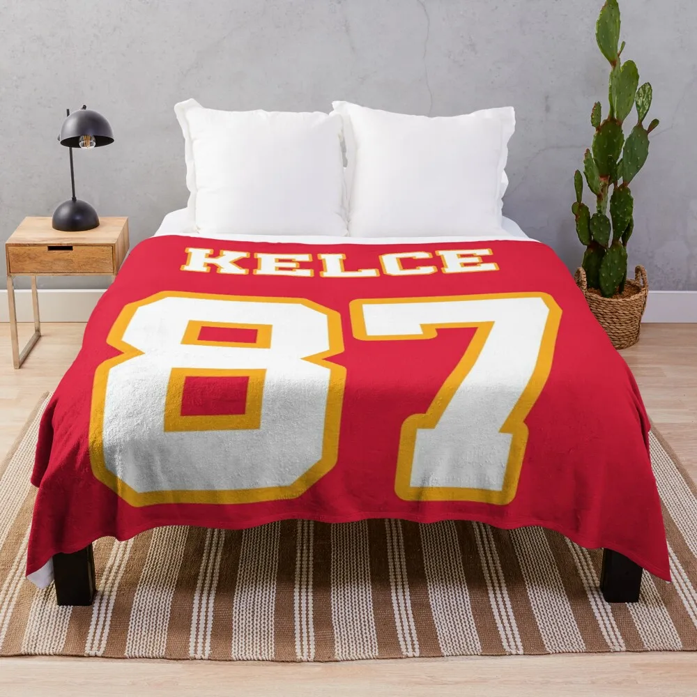 

Travis Kelce - Kansas City Chiefs Official Throw Blanket Decorative sofa blankets vintage blanket sofas