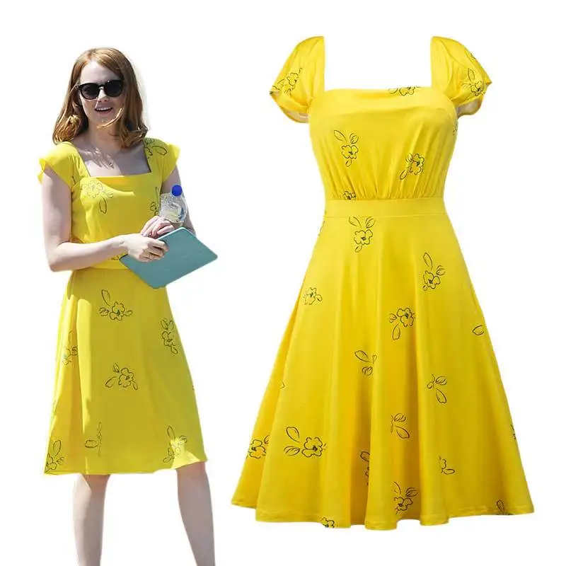 Don't Forget Movie La La Land Hi-Res Yellow Summer Dress La La Land Cosplay Costume for Women Party Dresses