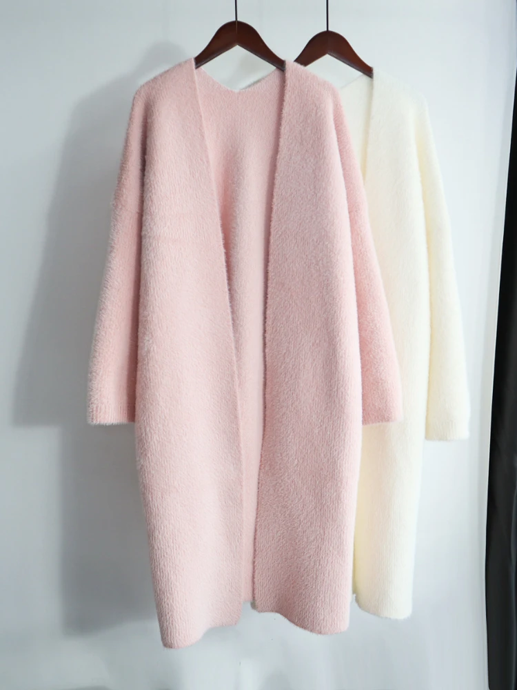 

2022 женская мусульманская верхняя одежда абайя свободный длинный вязаный кардиган пальто зимние осенние с длинным рукавом имитация норки женские вязаные свитера