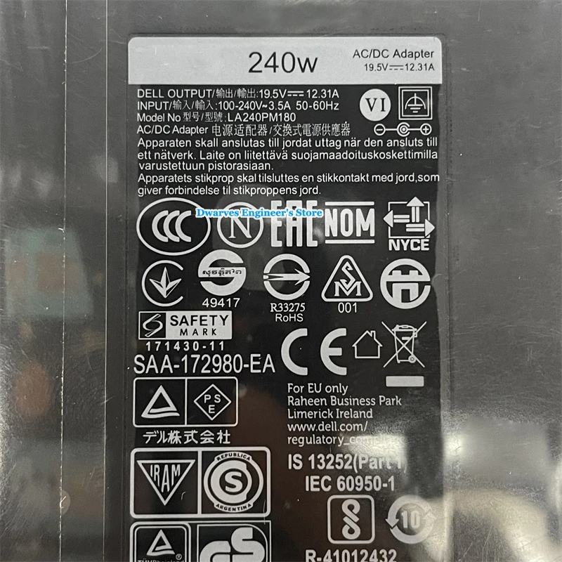 Подлинный блок питания 07XCR 6 240 Вт для Dell Alienware M17 M17xR2 R3 R4 R5 PRECISION M4700 M6400 M6500 M6700