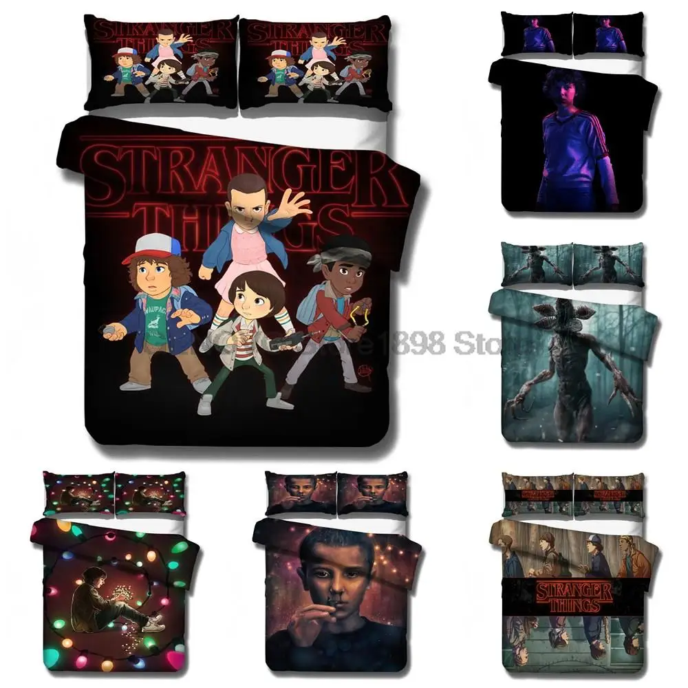 

3D Print Stranger Things Horror Movie Comforter Bedding Set Queen Twin Single Duvet Cover Set Pillowcase Home Luxury Fantasy