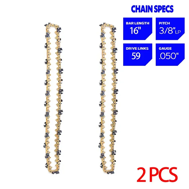 

16-дюймовая цепная пила для бензопилы, лезвие для обрезки электрической пилы, аксессуары для цепи 59 Drive Link 29 резак 3/8 дюйма, шаг LP 0,050 дюйма