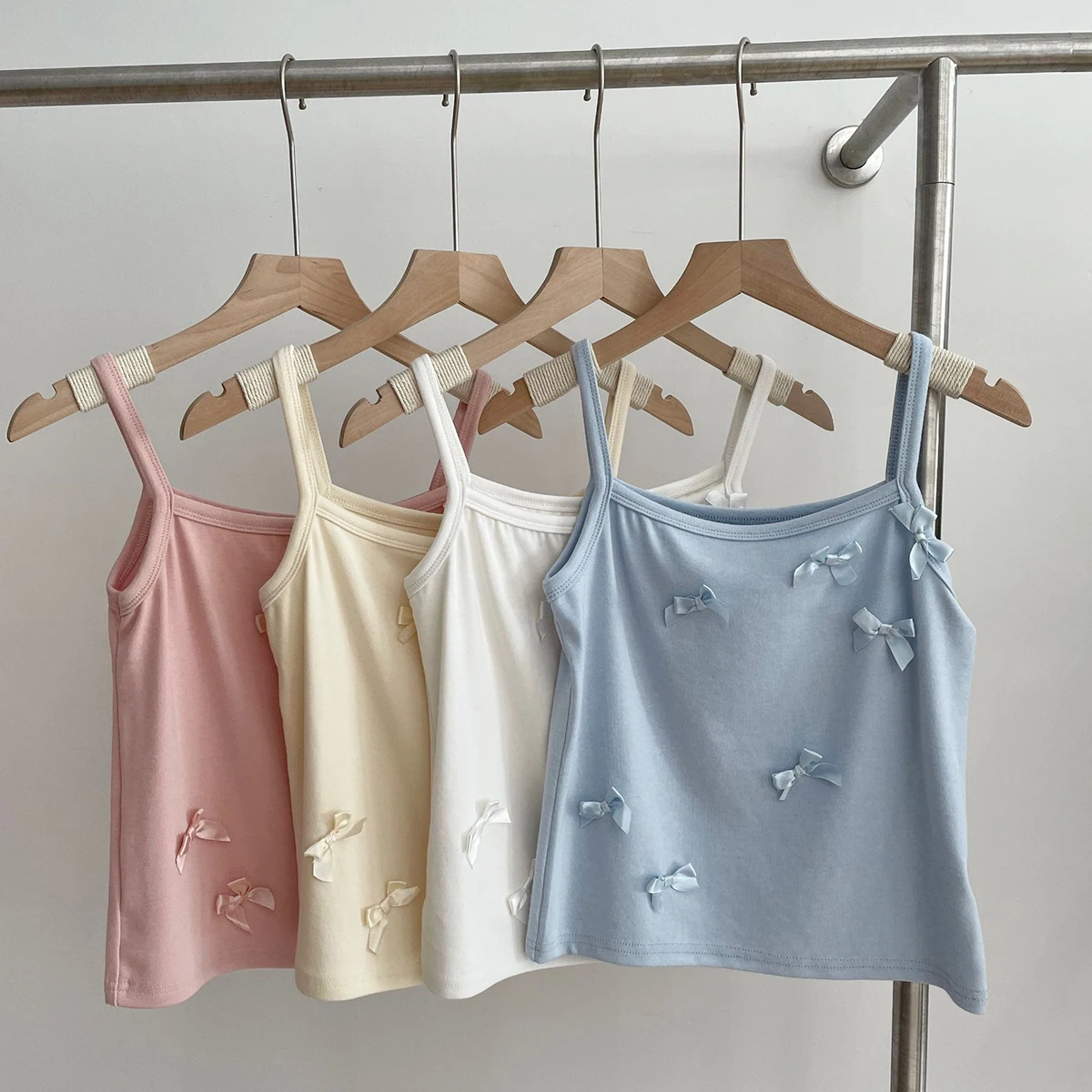 Тонкая майка с бантом женская летняя одежда 2024 сексуальная модная для девочек Y2K