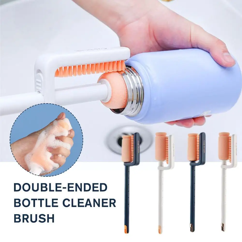 

1pcs Double-Ended Bottle Cleaner Brush 360 Degree Cleaning Without Dead Cup Wash Long Kitchen Supplies HandleCleaning Brush U8O4