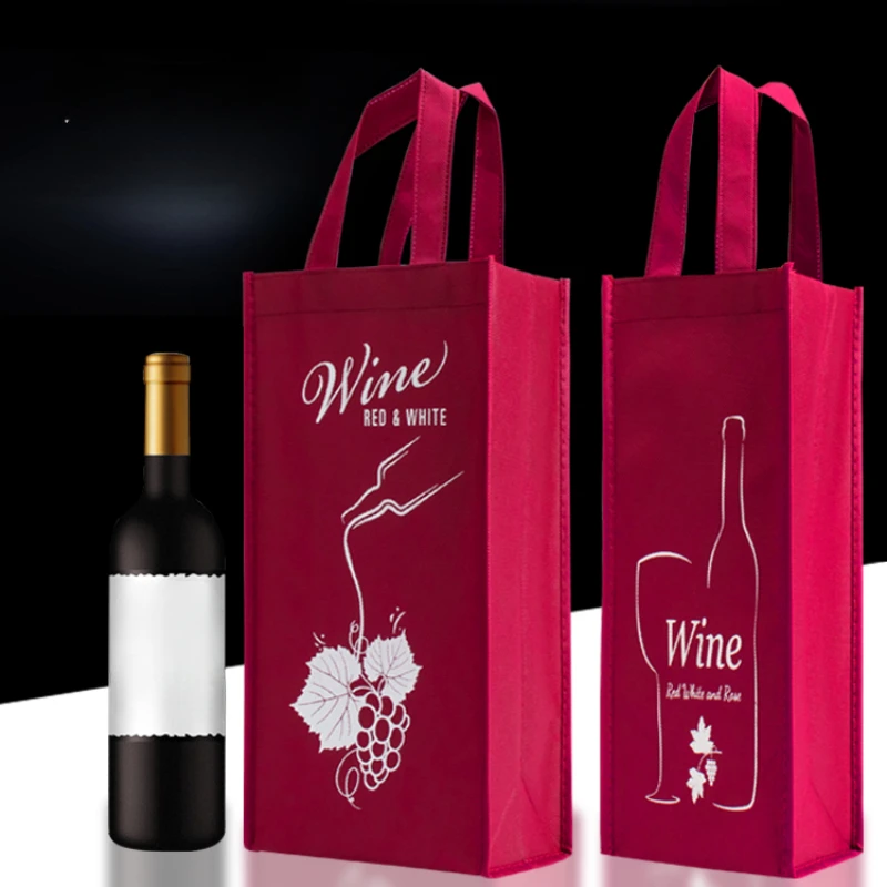

Thickened Non-woven Wine Bag Single and Double Red Wine Packaging Hand Bag Wine Portable Customizable Gift Packaging Bag