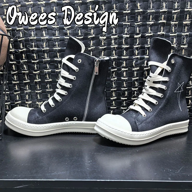 Дизайнерские черные холщовые ботинки oherba на толстой подошве увеличивающие