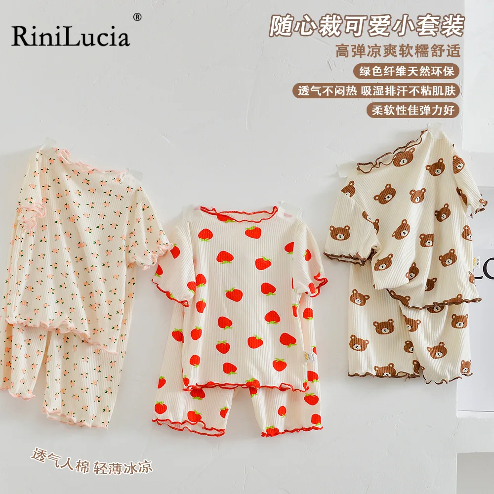 

RiniLucia Children Pajamas Sets Kids Girl Boys Clothing Costume Short Sleeve Children Sleepwear Pajamas Sets Children Clothing